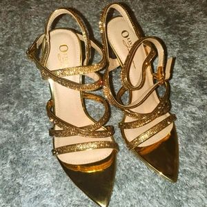 Gold Rhinestone Heels